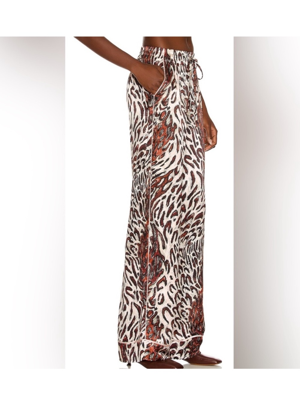 Jonathan Simkhai Standard Misa Wide Leg Pant in Champagne Abstract Leopard Small